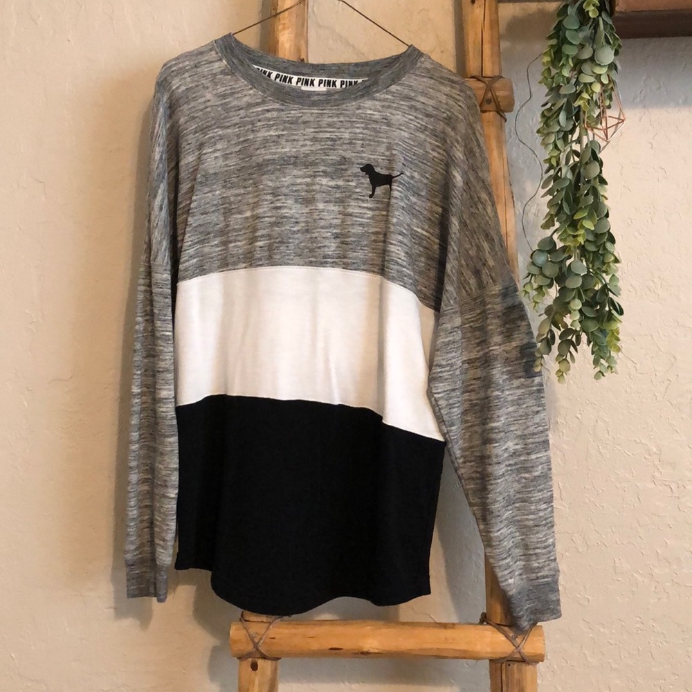 PINK tri colored pullover